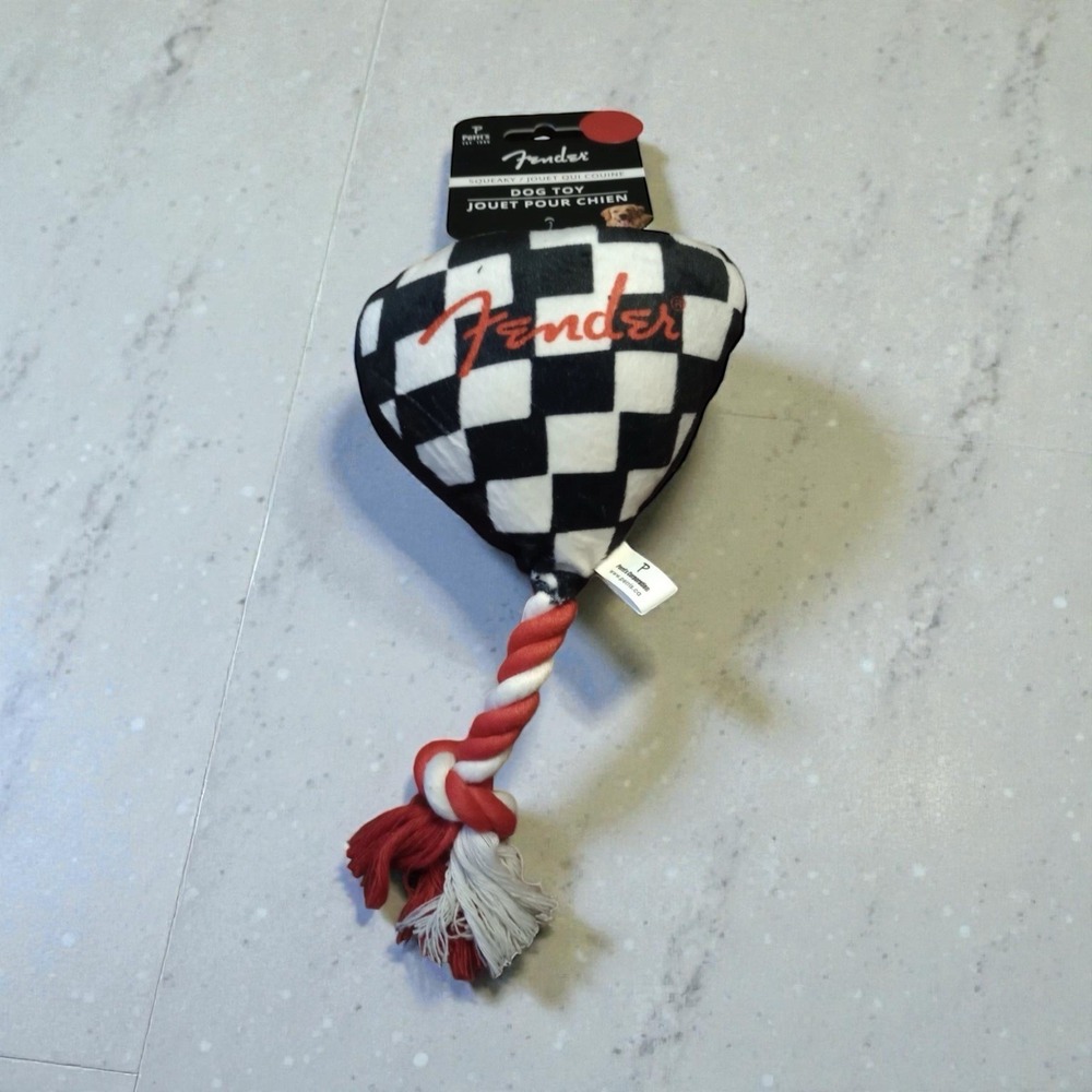 Fender Guitar Pick Rope Dog Toy with Squeaker NWT‎